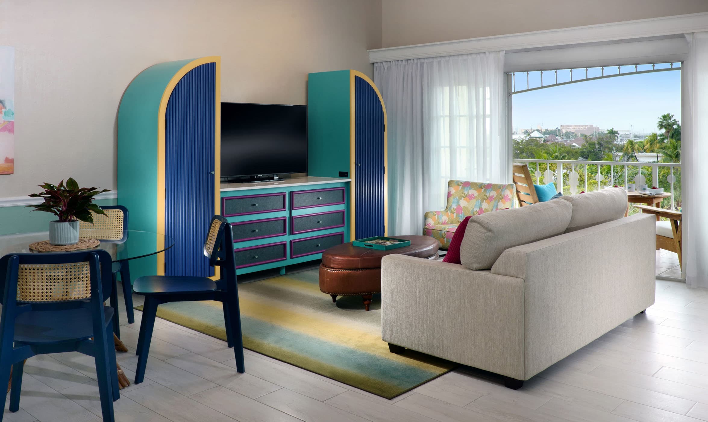 The living room of a 1 bedroom suite at Ocean Key