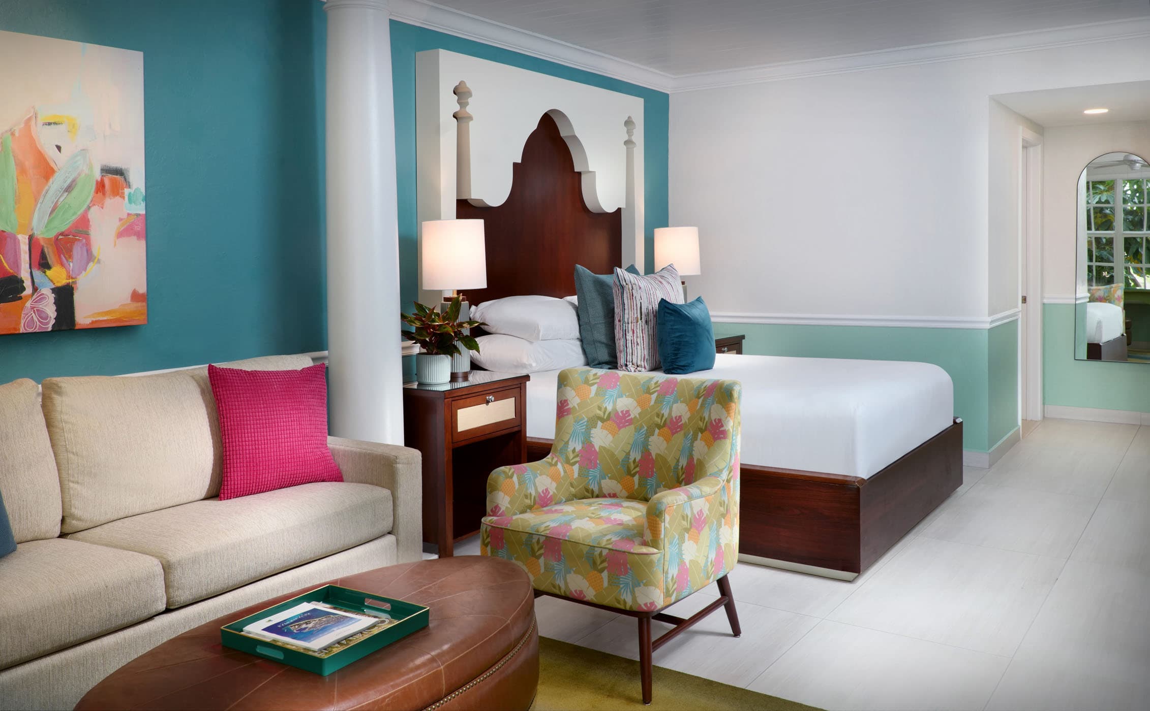A large bed and living space in a standard guest room at Ocean Key Resort