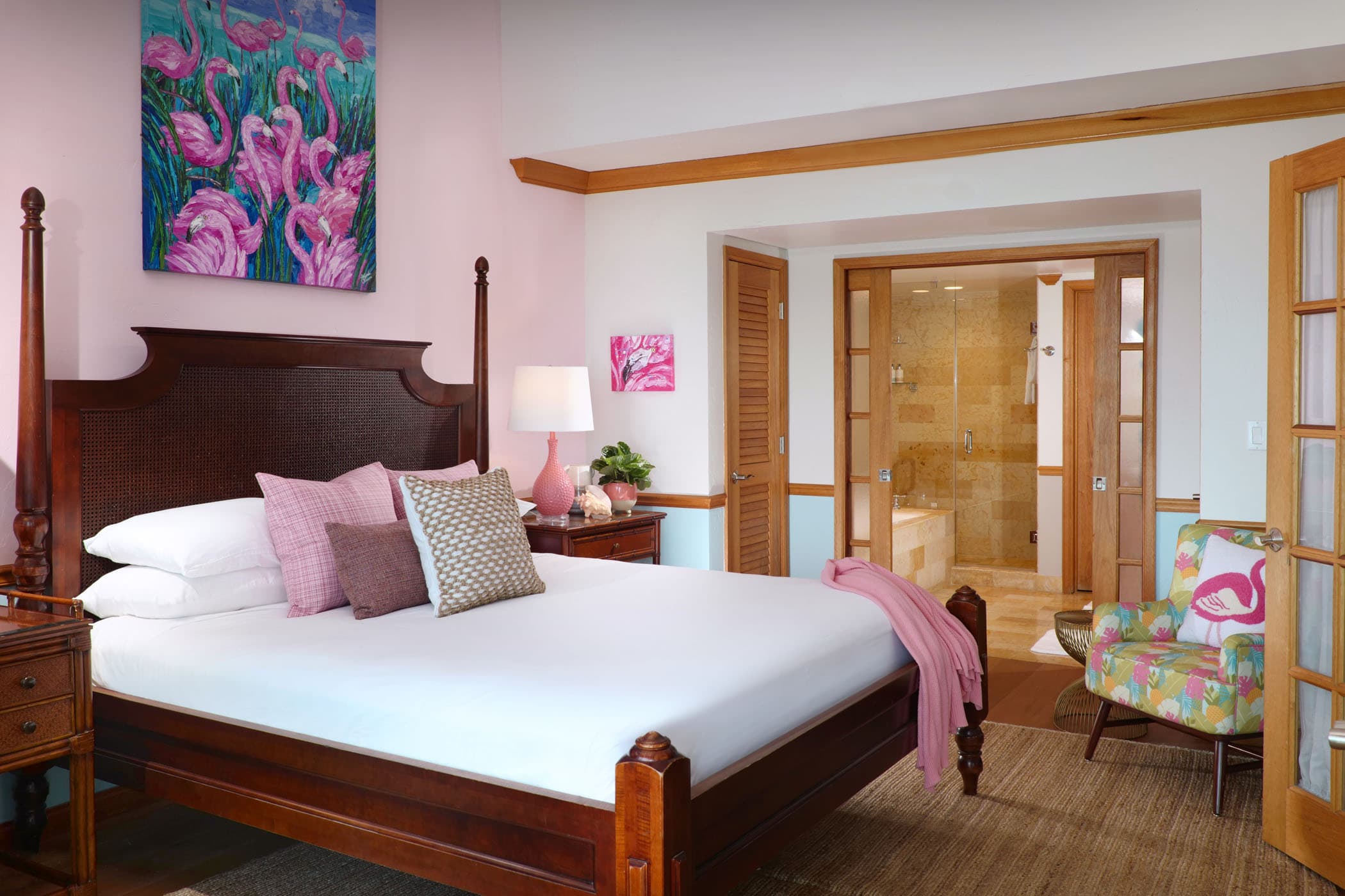 A beautiful king bed in a suite at Ocean Key