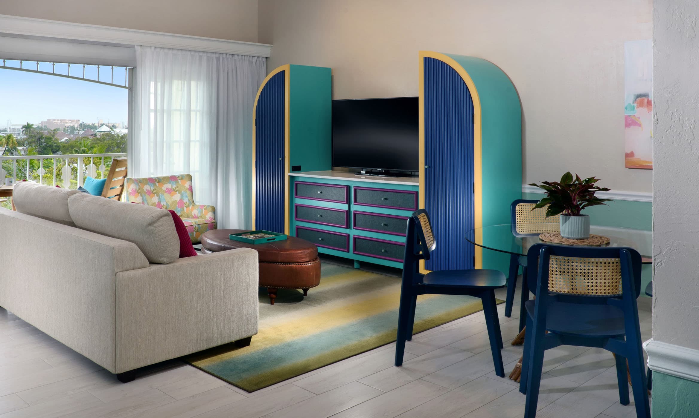 The living room area of a 1 bedroom suite at Ocean Key