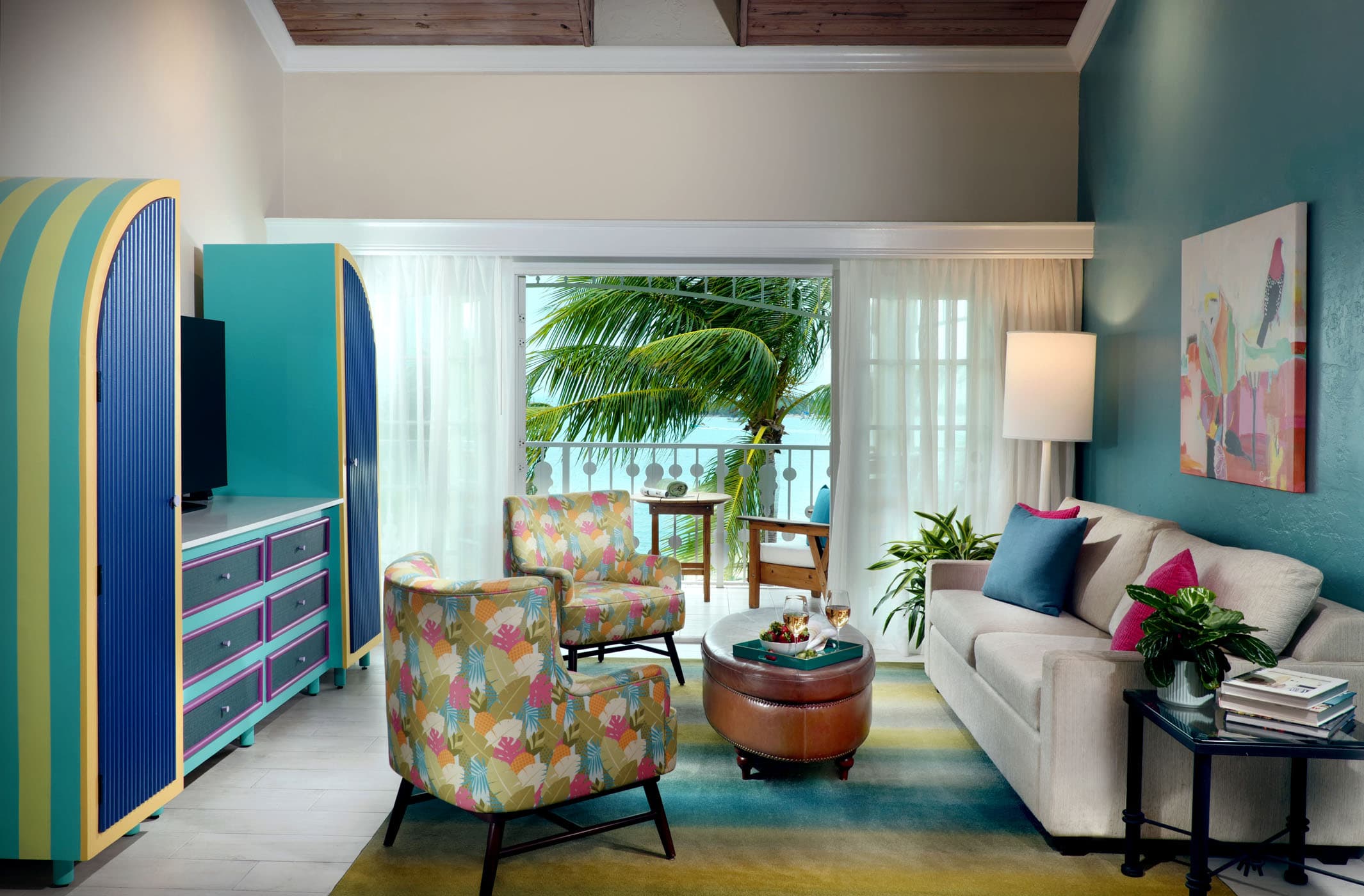 The living room area of a 2 bedroom suite at Ocean Key