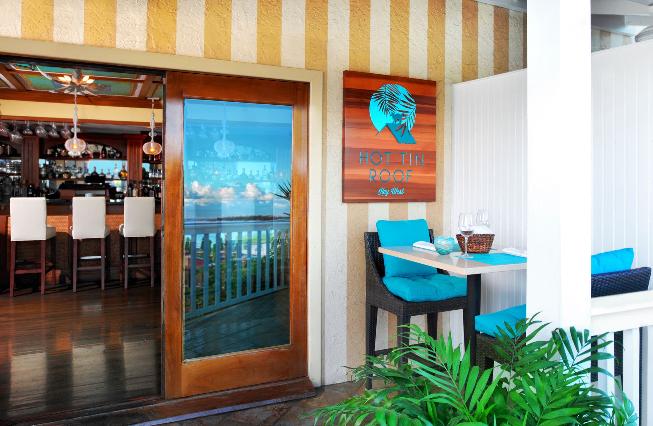 The entrance to Hot Tin Roof with a table for 2