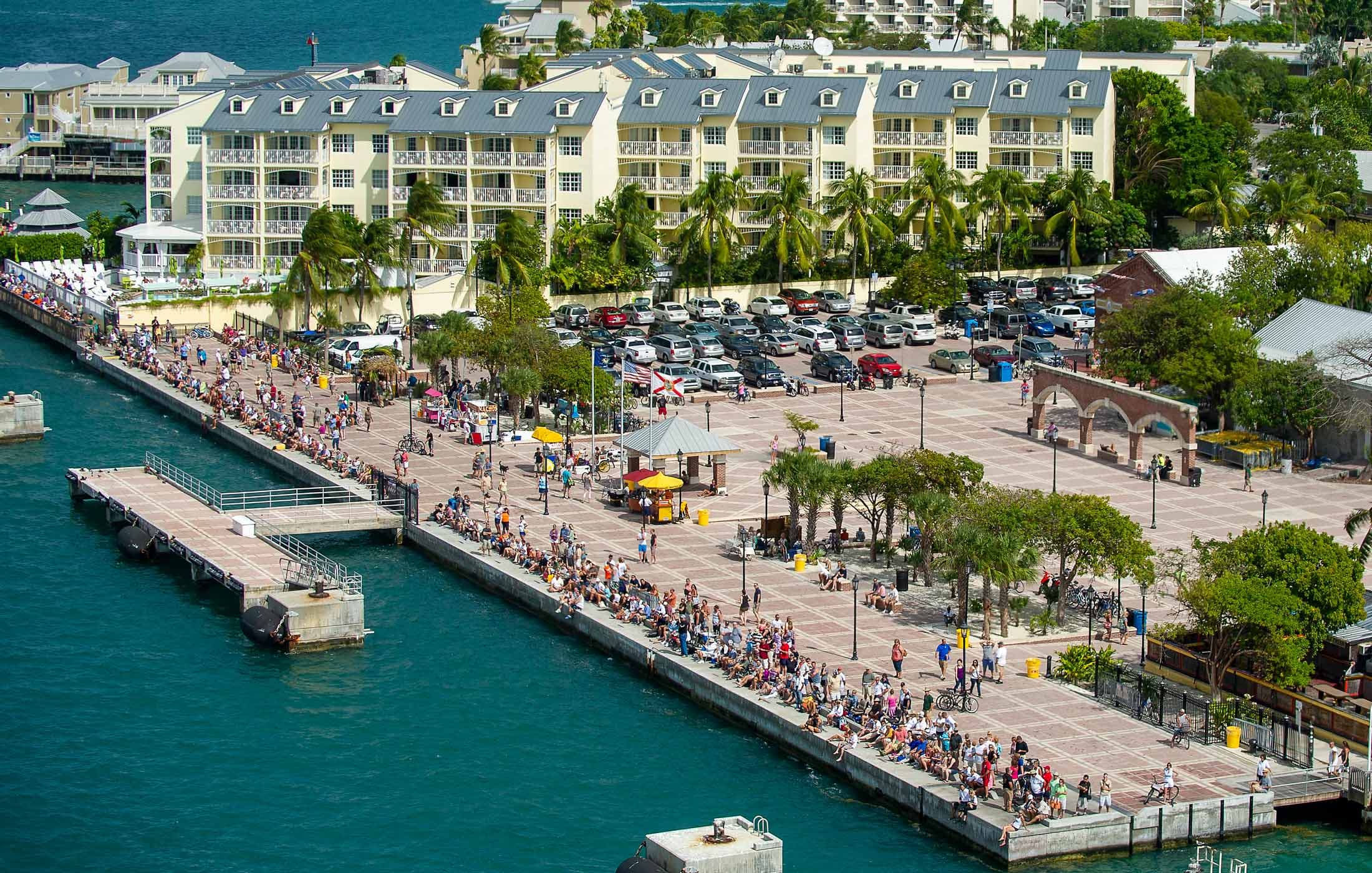 An aerial view of Mallory Square and Ocean Key Resort