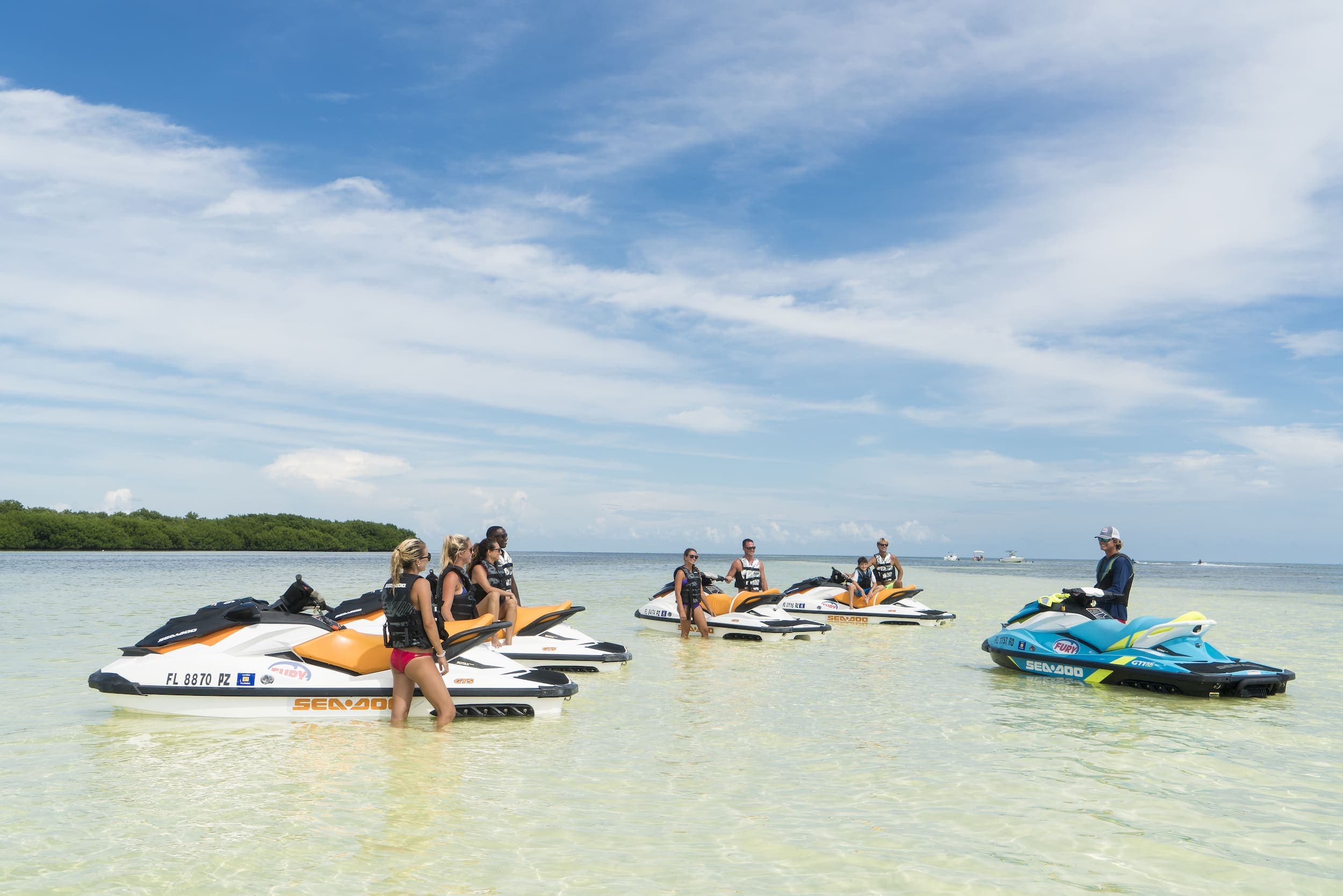 A group getting ready to sea-doo