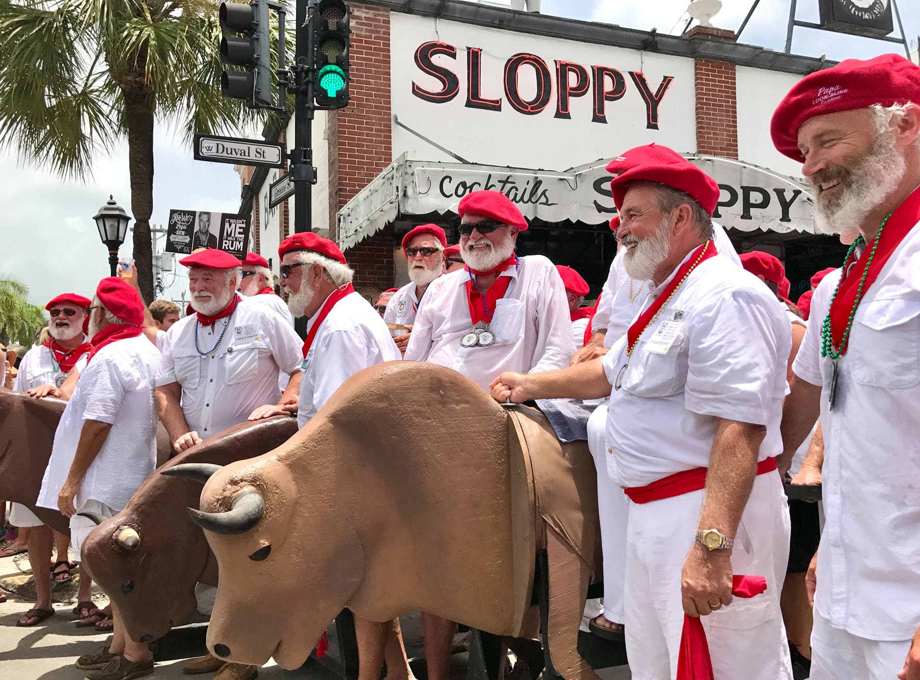 A group of people dressed as Hemingway at Hemingway Days
