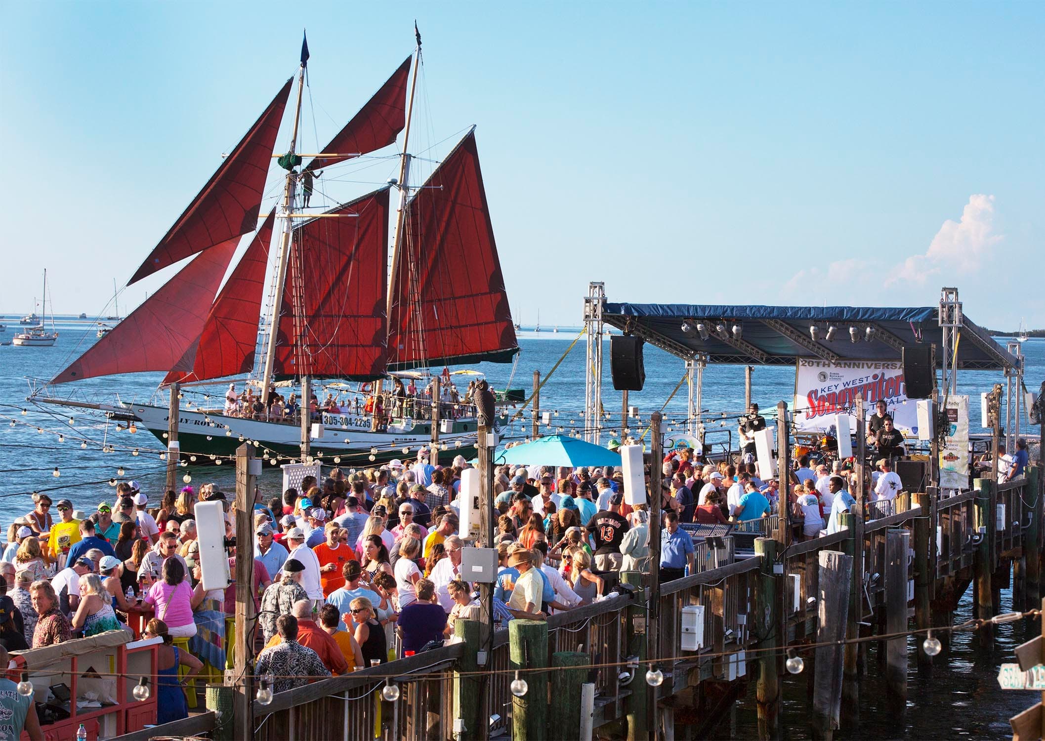 A packed pier for the Songwriters Kickoff near Ocean Key Resort