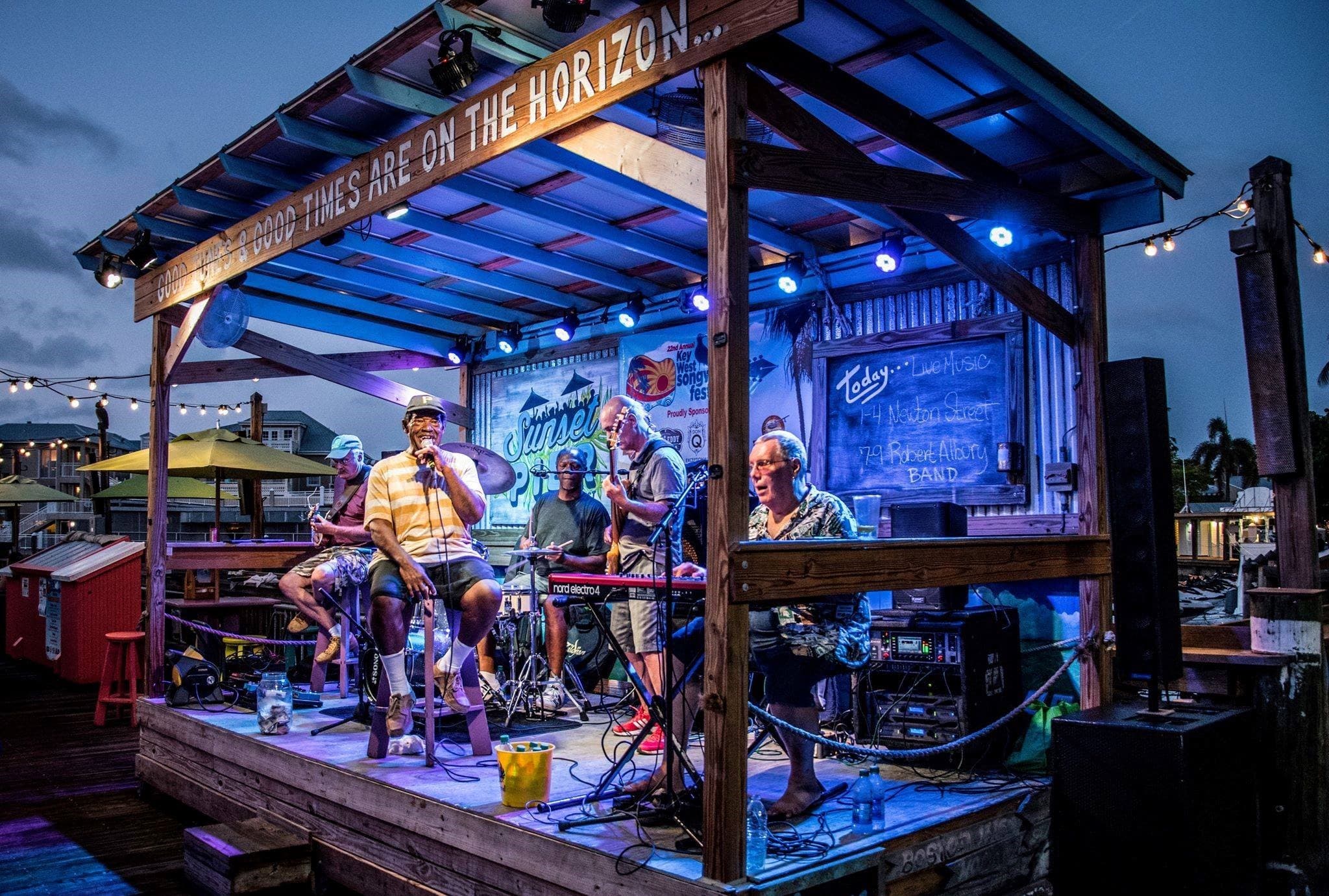 The Robert Albury Band on stage performing in Key West