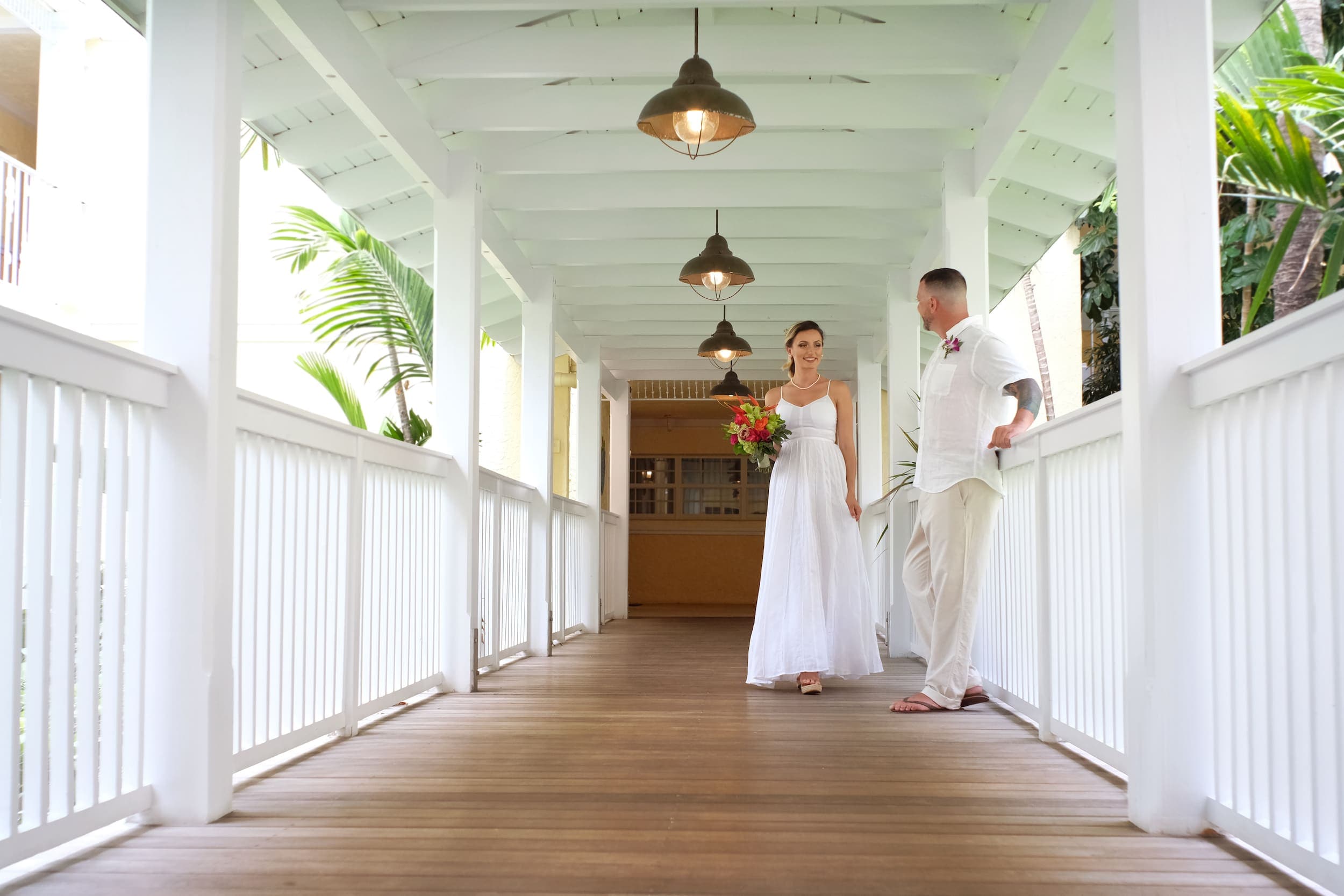 A couple having their wedding photos taken at OKR
