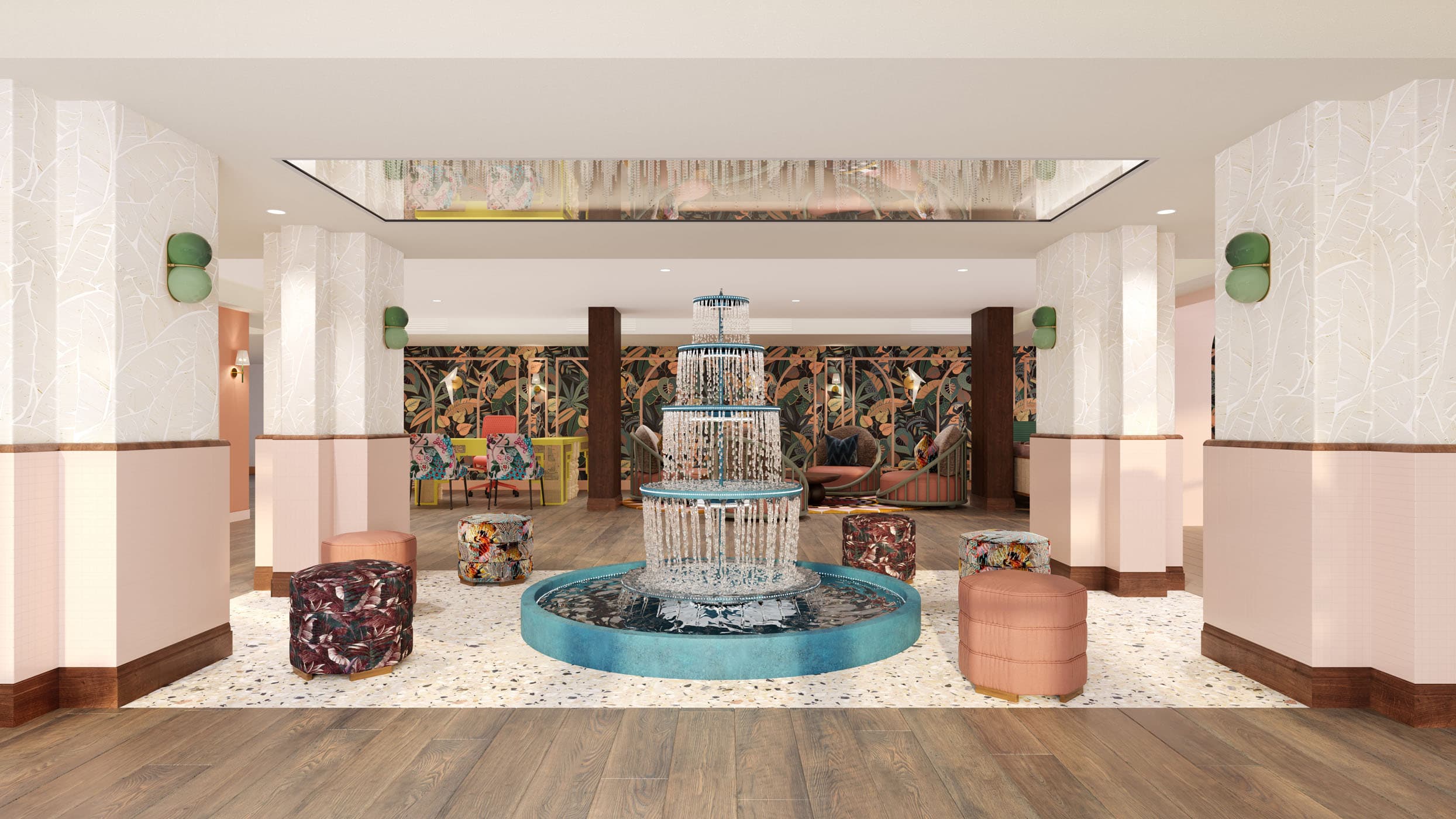 Lobby of OKR with fountain