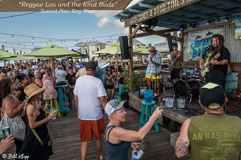 Reggae Lou and the Kind Budz performing for a crowd at Sunset Pier, Ocean Key Resort, Key West