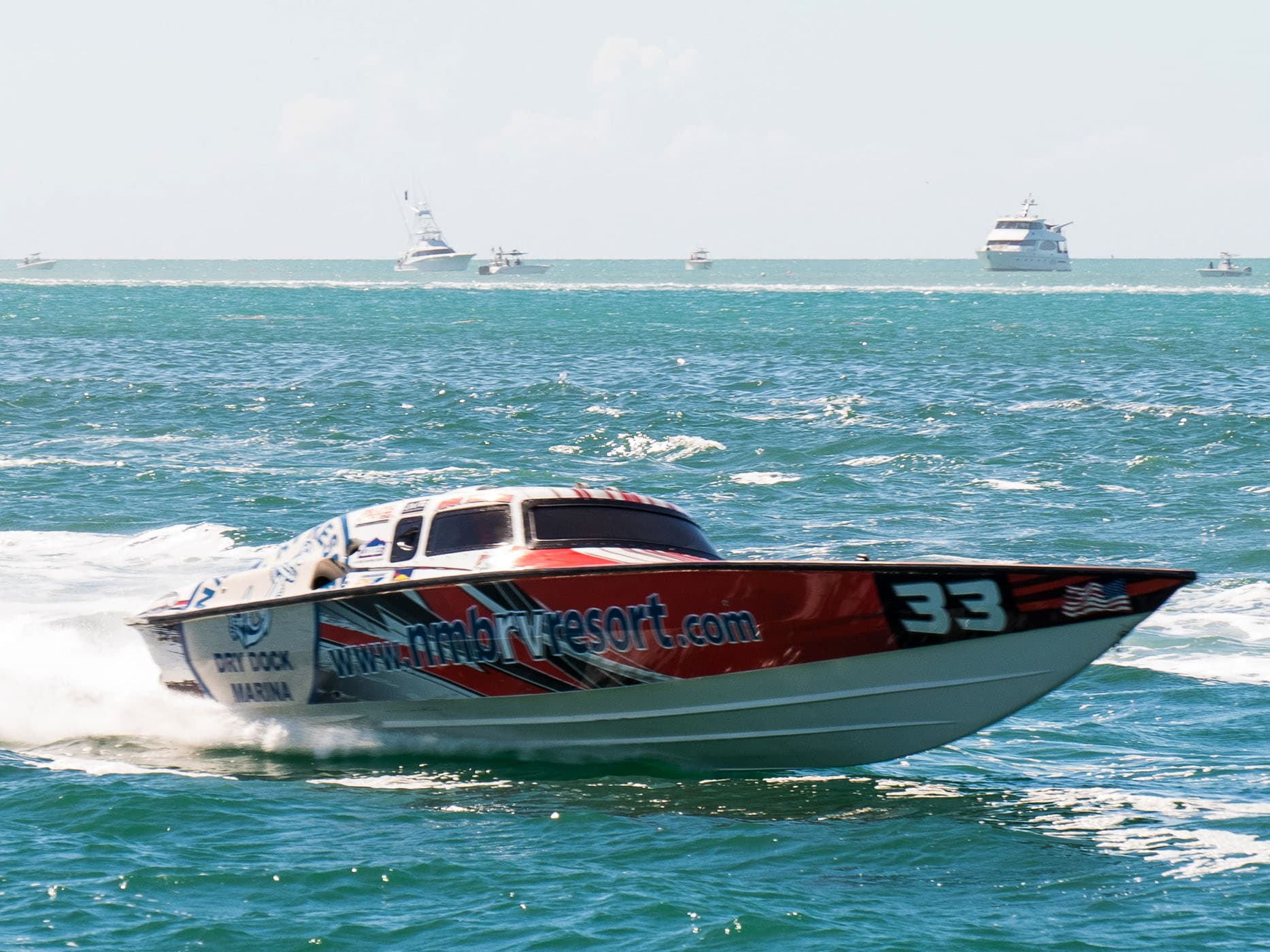 A speed boat during a boat race in Key West