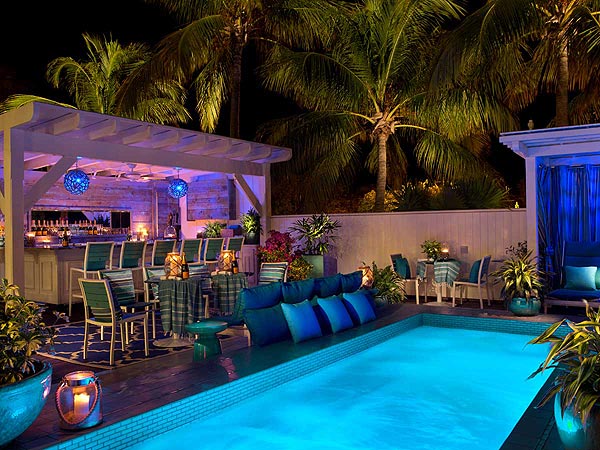 Pool at Ocean Key Resort at night