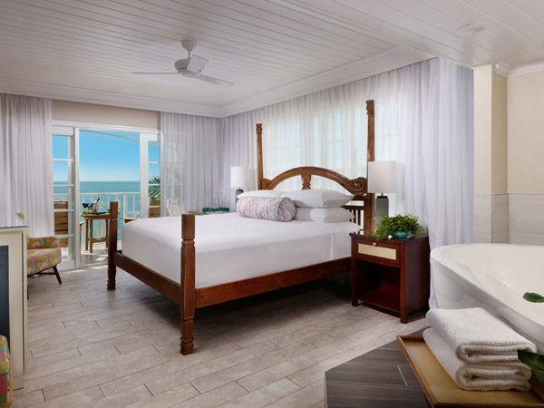 Guest room with water view in Ocean Key Resort