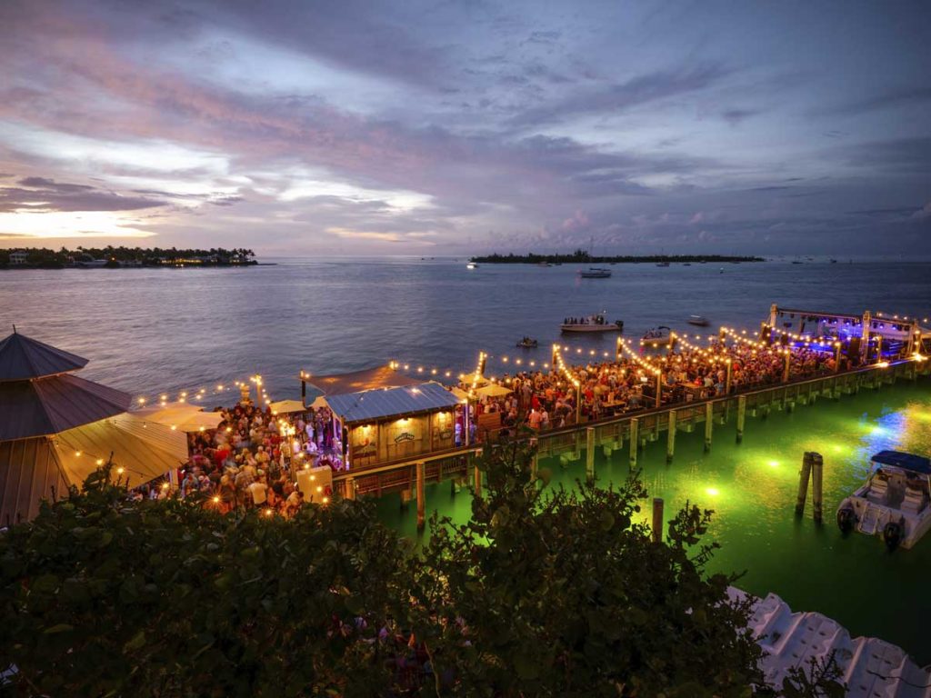 Dock at night in Key West, FL