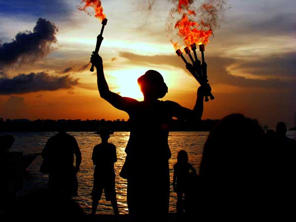 Evening Fair Fire on beach in Key West, FL