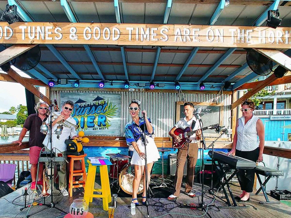 Band on the sunset pier.