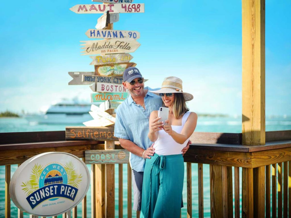 couple at Sunset Pier in Key West