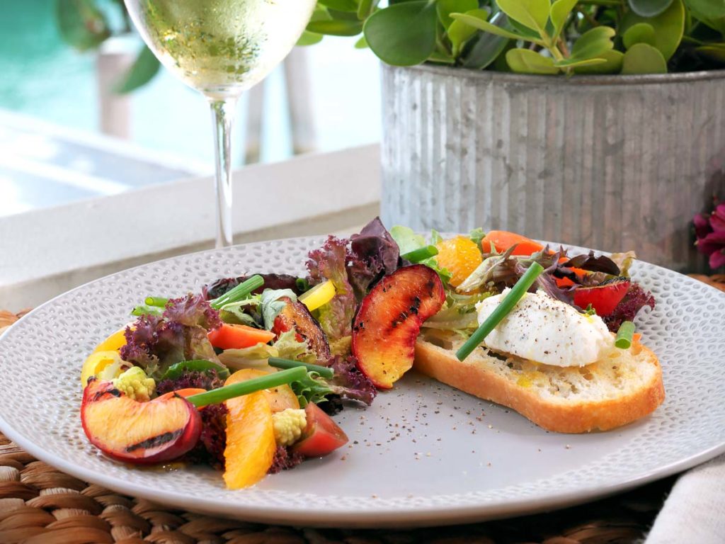 Salad with egg and toast.