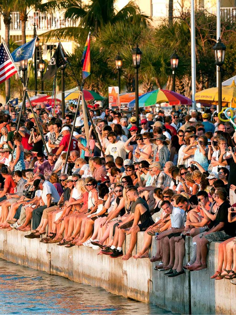 Crowd Watching A Performance At Mallory Square.
